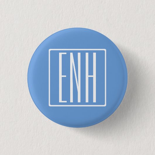 Badge Rond 2,50 Cm Monogramme Initiales 3 Moderne Gras | Bleu Clair (Devant)