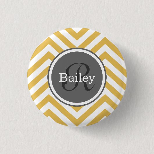 Badge Rond 2,50 Cm Monogramme jaune Chevron (Devant)