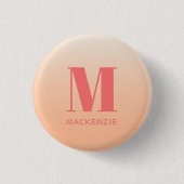 Badge Rond 2,50 Cm Monogramme moderne Nom initial Peach Gradient (Devant)