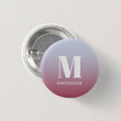 Badge Rond 2,50 Cm Monogramme moderne Nom initial Pink Blue Gradient (Devant & derrière)