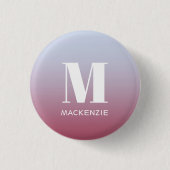 Badge Rond 2,50 Cm Monogramme moderne Nom initial Pink Blue Gradient (Devant)