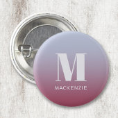 Badge Rond 2,50 Cm Monogramme moderne Nom initial Pink Blue Gradient