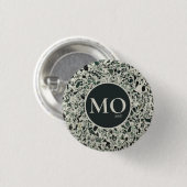 Badge Rond 2,50 Cm Monogramme Moderne Vert Terrazzo (Devant & derrière)