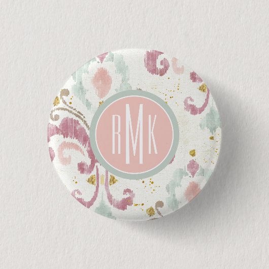 Badge Rond 2,50 Cm Monogramme| Motif Soft Deco (Devant)