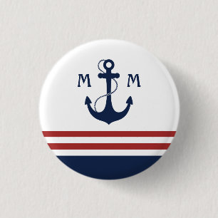 Badge Rond 2,50 Cm Monogramme nautique