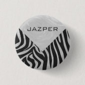 Badge Rond 2,50 Cm Monogramme noir et gris clair Zebra (Devant)