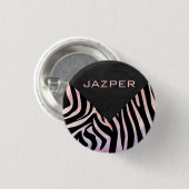 Badge Rond 2,50 Cm Monogramme noir et rose Zebra (Devant & derrière)
