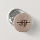 Badge Rond 2,50 Cm Monogramme Planche Bois Modèle (Devant & derrière)