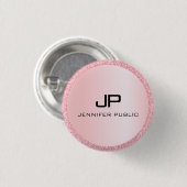 Badge Rond 2,50 Cm Monogramme Rose Parties scintillant or Look Modèle (Devant & derrière)