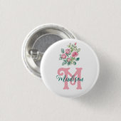 Badge Rond 2,50 Cm Monogramme rose rose (Devant & derrière)