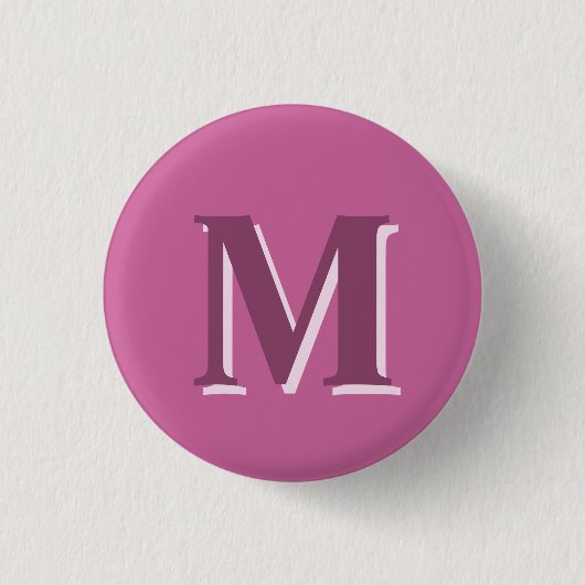 Badge Rond 2,50 Cm monogramme rose vif, (Devant)