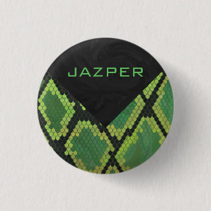 Badge Rond 2,50 Cm Monogramme Serpent vert et noir
