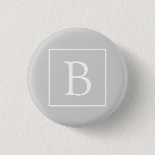 Badge Rond 2,50 Cm Monogramme simple gris clair (Devant)