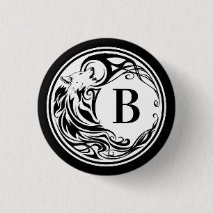 Badge Rond 2,50 Cm Monogramme tribal de loup