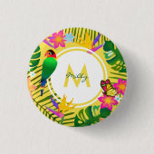 Badge Rond 2,50 Cm Monogramme tropical Fleurs de jungle Monogramme ja (Devant)