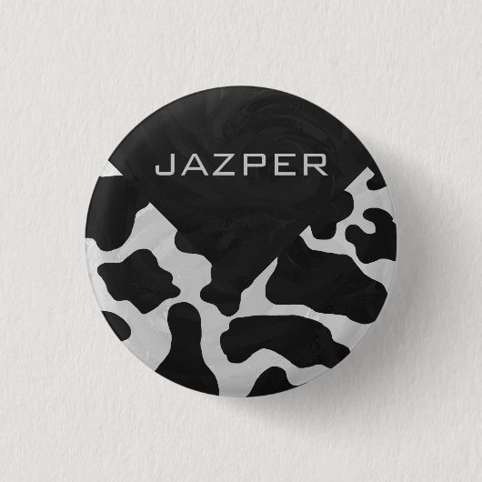 Badge Rond 2,50 Cm Monogramme vache noir et blanc (Devant)