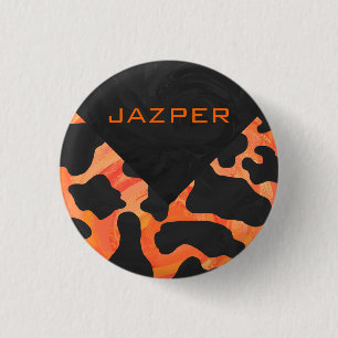 Badge Rond 2,50 Cm Monogramme vache noir et orange Impression