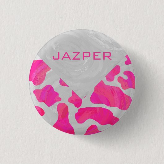 Badge Rond 2,50 Cm Monogramme Vache rose et blanc chaud (Devant)