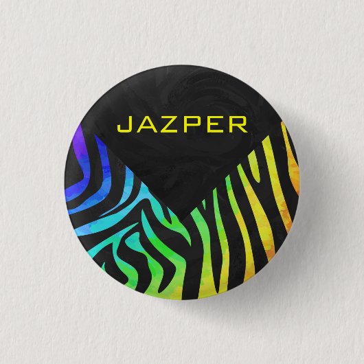 Badge Rond 2,50 Cm Monogramme Zebra noir et arc-en-ciel (Devant)