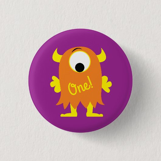Badge Rond 2,50 Cm Monster Cute Funny 1er anniversaire Thème de fête (Devant)
