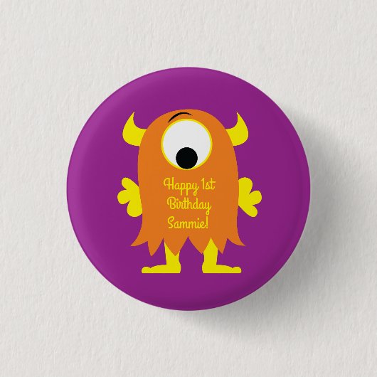 Badge Rond 2,50 Cm Monster Cute Funny Anniversaire de enfant Party Th (Devant)