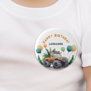 Badge Rond 2,50 Cm Monster Truck Jungle Safari Joyeux anniversaire