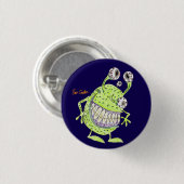 Badge Rond 2,50 Cm monstre alien vert à 4 yeux (Devant & derrière)