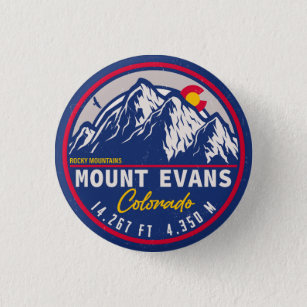 Badge Rond 2,50 Cm Mont Evans Wilderness 14er - Montagnes du Colorado