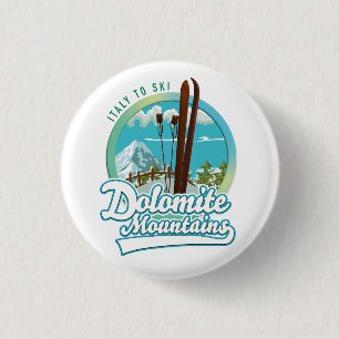 Badge Rond 2,50 Cm montagnes de dolomite italie logo ski 