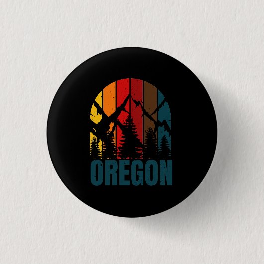 Badge Rond 2,50 Cm Montagnes de l'Oregon Rétro Vintage (Devant)