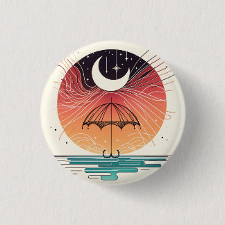 Badge Rond 2,50 Cm Moon Balancing Rainer in Boho Line Art