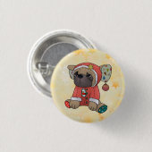Badge Rond 2,50 Cm Mops de Noël (Devant & derrière)