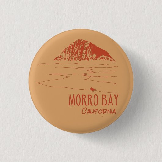 Badge Rond 2,50 Cm Morro Bay California Morro Rock (Devant)