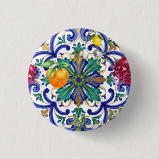 Badge Rond 2,50 Cm Mosaïque méditerranéenne fruit citron