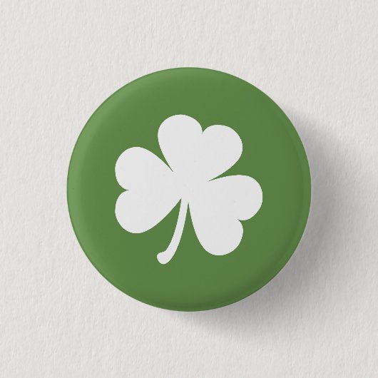 Badge Rond 2,50 Cm Moss Green avec Shamrock irlandais (Devant)