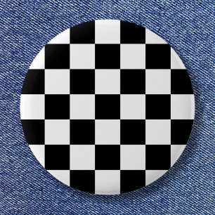 Badge Rond 2,50 Cm Motif à carreaux simple noir et blanc