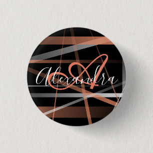 Badge Rond 2,50 Cm Motif Abstrait de Rayures Modernes Monogramme Cora