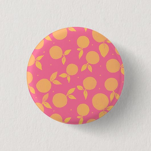 Badge Rond 2,50 Cm motif Abstrait tangerine rose et jaune (Devant)
