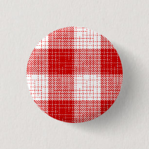 Badge Rond 2,50 Cm Motif carreaux à carreaux rouges et blancs gras