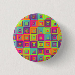 Badge Rond 2,50 Cm Motif Carrés Colorés