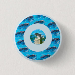 Badge Rond 2,50 Cm Motif dauphin circulaire,