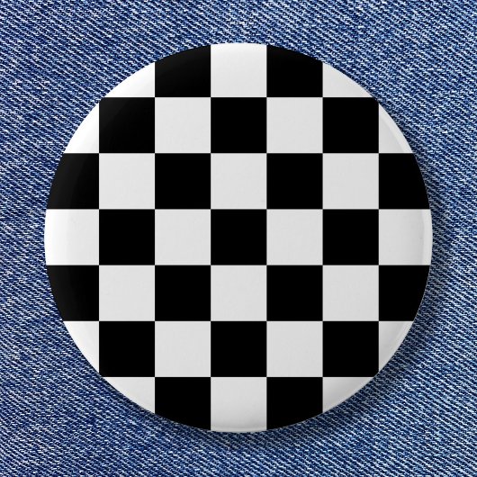 Badge Rond 2,50 Cm Motif de chèque simple noir et blanc