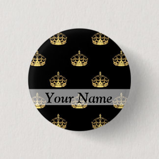 Badge Rond 2,50 Cm Motif de couronne noir et or