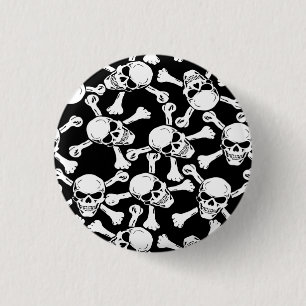 BADGE ROND 2,50 CM MOTIF DE CROSSBONES DE SKULLS GOTHIQUES