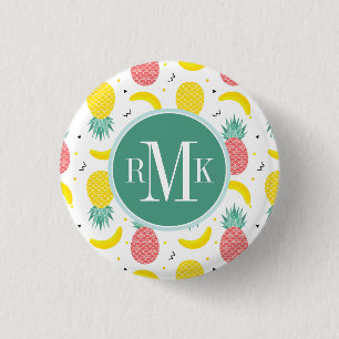 Badge Rond 2,50 Cm Motif de fruits tropicaux colorés