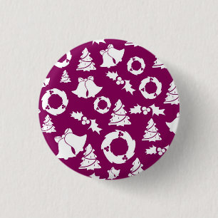 Badge Rond 2,50 Cm Motif de Noël pourpre