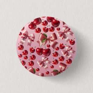 Badge Rond 2,50 Cm Motif de nœud cerise cœur coquette personnalisé