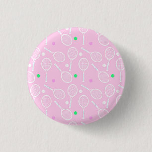 Badge Rond 2,50 Cm Motif de raquette de tennis rose
