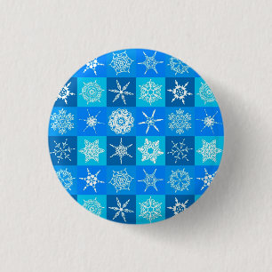 Badge Rond 2,50 Cm Motif des flocons bleus