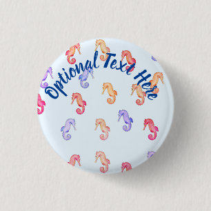 Badge Rond 2,50 Cm Motif des hippocampes colorés